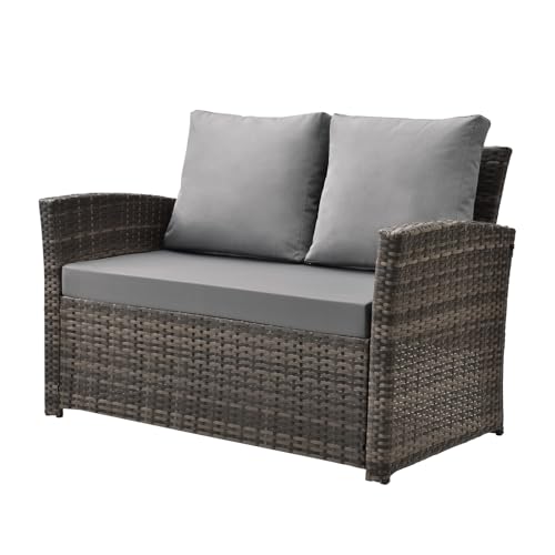 SVITA Roma Polyrattan Lounge Rattan Garten Möbel Set mit Sofa und Sessel Gartenlounge Essgruppe mit Tisch Braun - 5