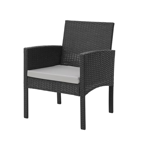 SVITA Brooklyn XL Rattan Garten Möbel Set Essgruppe mit Tisch, 2X Sessel, 2er Sofa Polyrattan Schwarz - 5