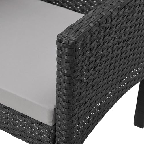 SVITA Brooklyn XL Rattan Garten Möbel Set Essgruppe mit Tisch, 2X Sessel, 2er Sofa Polyrattan Schwarz - 8