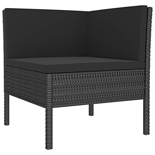 pedkit 3-TLG. Polyrattan Lounge Sitzgruppe Garten Lounge Set mit Auflagen Gartenlounge Gartenmöbel Set für Garten & Terrasse Gartensofagarnitur Poly Rattan Schwarz - 5