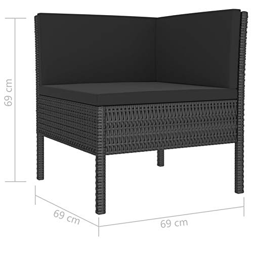 pedkit 3-TLG. Polyrattan Lounge Sitzgruppe Garten Lounge Set mit Auflagen Gartenlounge Gartenmöbel Set für Garten & Terrasse Gartensofagarnitur Poly Rattan Schwarz - 7