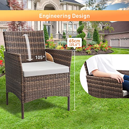 Salbay Rattan-Gartenmöbel-Set für Terrasse, Wintergarten, drinnen und draußen, 4-teiliges Set mit Tisch und Stuhl und Sofa - 5