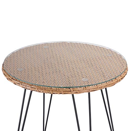 Casaria 3 TLG. Balkonset Beistelltisch 2 Lounge Sessel Indoor Outdoor Wetterfest Natur Poly Rattan-Look Sitzgruppe Garten Balkon Set - 6