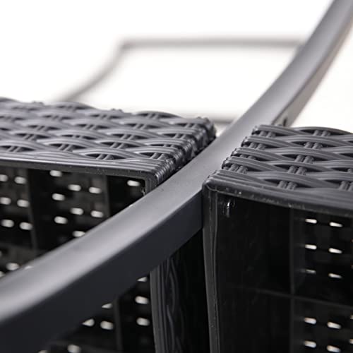 SVITA LOIS XL Poly Rattan Sitzgruppe Gartenmöbel Metall-Garnitur Bistro-Set Tisch Sessel schwarz - 9