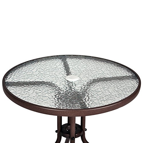 Nexos Bistroset Balkonset Rattanset – Sitzgarnitur aus Glastisch & Bistrostuhl – Stahlgestell Poly-Rattan Glasplatte – robust stapelbar – dunkel-braun - 5