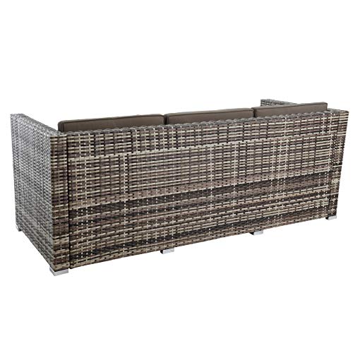 ESTEXO Rattan Lounge Sitzgruppe Polyrattan Gartenmöbel Set Couch 3-Sitzer Rattanmöbel Sofa Set Essgruppe Gartenset Balkon-Set (Beige-Braun) - 7