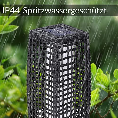 DEUBA Poly Rattan LED Solarleuchte Solarlampe schwarz | 70cm Hoch | Stehend | Für Garten, Balkon & Terrasse – Außenleuchte Gartenleuchte Gartenbeleuchtung Solar Gartenlampe Außen - 5