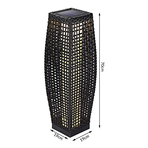 DEUBA Poly Rattan LED Solarleuchte Solarlampe schwarz | 70cm Hoch | Stehend | Für Garten, Balkon & Terrasse – Außenleuchte Gartenleuchte Gartenbeleuchtung Solar Gartenlampe Außen - 6