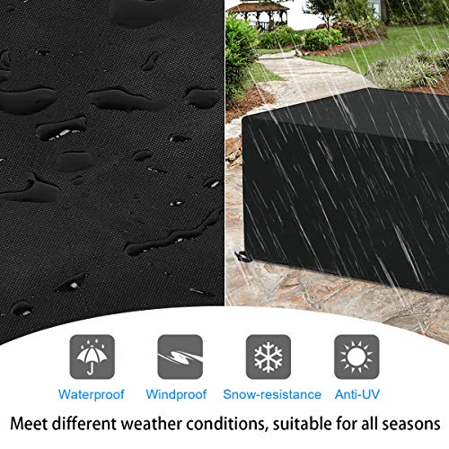 SanGlory Gartenmöbel Abdeckung, Atmungsaktiv Abdeckhaube für Tisch und Stühle, wasserdichte Oxford Gewebe Sitzgruppe Abdeckplane, Rechteckig Schutzhülle für Gartentisch (213 x 132 x 71cm) - 4
