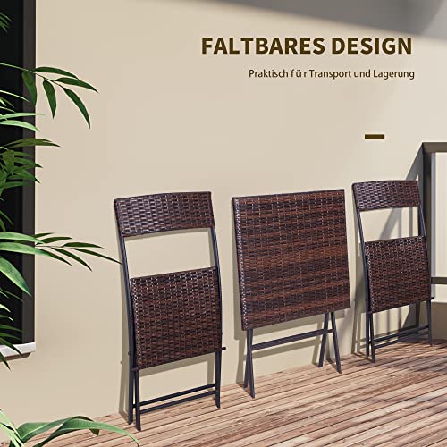 Outsunny Bistroset Polyrattan 3tlg. Sitzgruppe Essgruppe Gartenmöbel Garnitur - 5