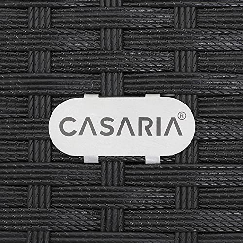 Casaria Poly Rattan Balkontisch Ø 60 x 74 cm Milchglas Rund Gartentisch Beistelltisch Tisch Gartenmöbel Schwarz - 6