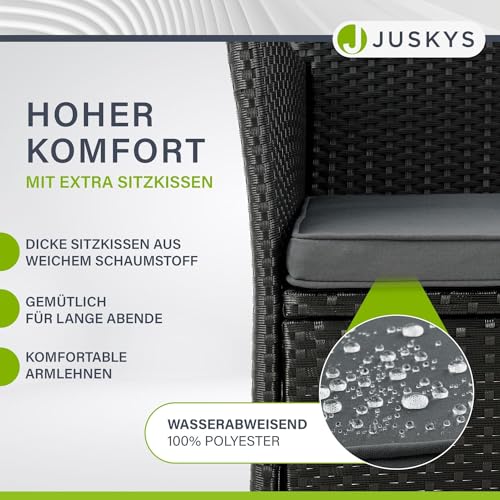 ArtLife Polyrattan Gartenbank Monaco schwarz – 2-Sitzer Bank mit integriertem Tisch & Kissen in Grau – 133 × 63 × 84 cm – Sitzbank wetterfest - 5