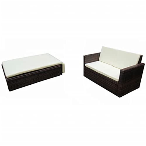 vidaXL Gartenmöbel 7-TLG. Poly Rattan Braun Lounge Gartensofa Gartengarnitur - 3