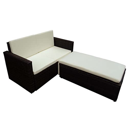 vidaXL Gartenmöbel 7-TLG. Poly Rattan Braun Lounge Gartensofa Gartengarnitur - 3