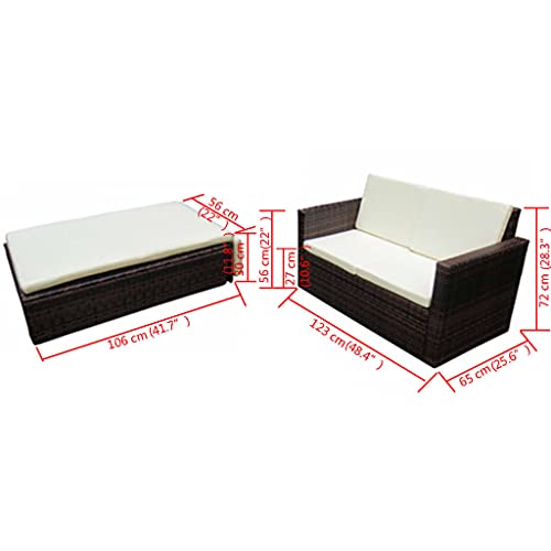 vidaXL Gartenmöbel 7-TLG. Poly Rattan Braun Lounge Gartensofa Gartengarnitur - 7