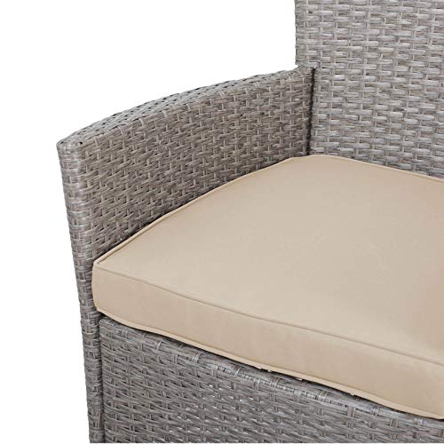 Casaria 2er Set Poly Rattan Gartenstuhl mit Auflage Stapelbar Wetterfest 160 kg Belastbar Stapelstuhl Garten – Beige Grau - 8