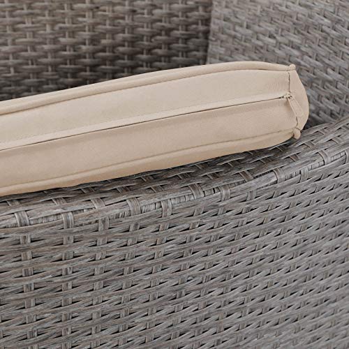 Casaria 2er Set Poly Rattan Gartenstuhl mit Auflage Stapelbar Wetterfest 160 kg Belastbar Stapelstuhl Garten – Beige Grau - 7