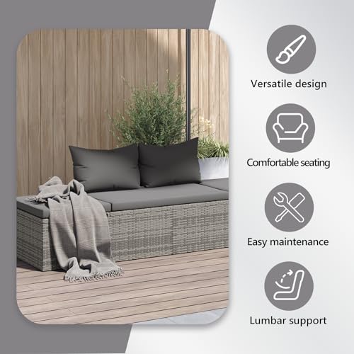 vidaXL Sonnenliege Poly Rattan Grau Gartenliege Liegestuhl Relaxliege Liege - 6