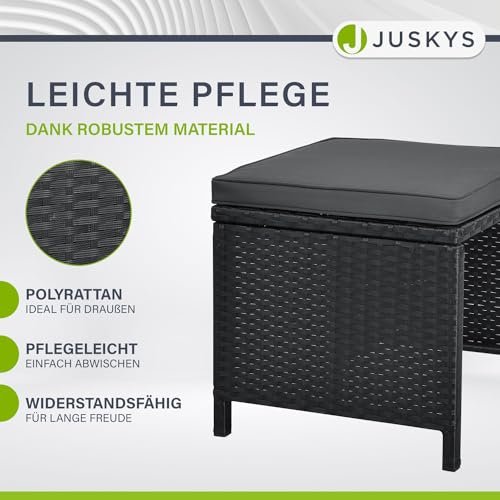 Juskys Polyrattan Sitzgruppe Baracoa XXL 13-teilig wetterfest & stapelbar – Gartenmöbel Set mit 8 Stühle, 4 Hocker & Tisch für Garten & Terrasse - 5