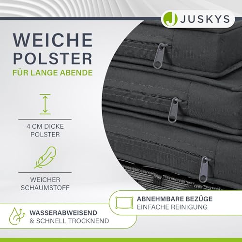 Juskys Polyrattan Sitzgruppe Baracoa XXL 13-teilig wetterfest & stapelbar – Gartenmöbel Set mit 8 Stühle, 4 Hocker & Tisch für Garten & Terrasse - 7