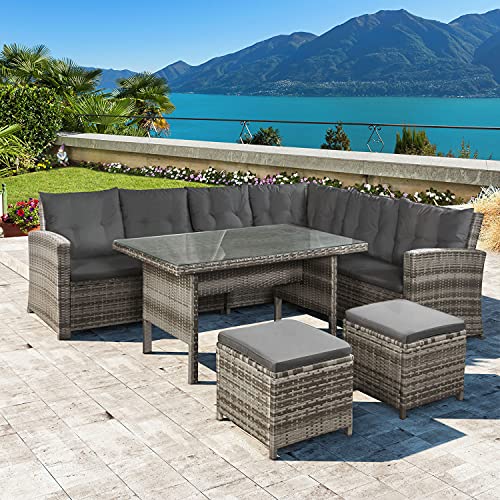 ArtLife Polyrattan Sitzgruppe Lounge Santa Catalina beige-grau – Gartenmöbel-Set mit Eck-Sofa & Tisch – bis 6 Personen – wetterfest & stabil - 3