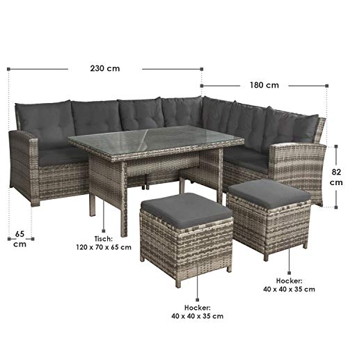 ArtLife Polyrattan Sitzgruppe Lounge Santa Catalina beige-grau – Gartenmöbel-Set mit Eck-Sofa & Tisch – bis 6 Personen – wetterfest & stabil - 2