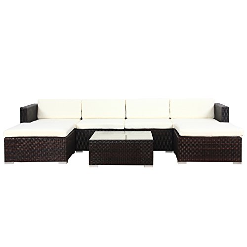 SVITA Lugano Poly Rattan Lounge Garten-Set XXL Sofa-Set Garnitur Gartenmöbel Couch-Set (XXL, Braun) - 2