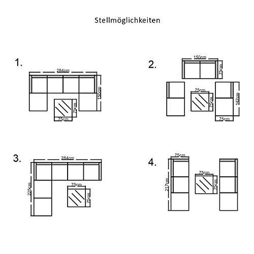 SVITA Lugano Poly Rattan Lounge Garten-Set XXL Sofa-Set Garnitur Gartenmöbel Couch-Set (XXL, Braun) - 5