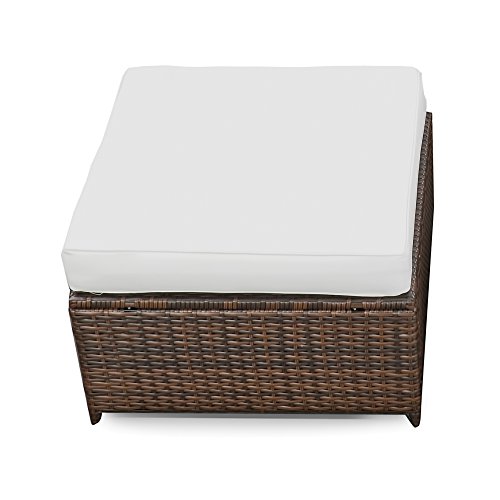 XINRO® erweiterbares 15tlg. Balkon Polyrattan Lounge Ecke – braun – Sitzgruppe Garnitur Gartenmöbel Lounge Möbel Set aus Polyrattan – inkl. Lounge Sessel + Ecke + Hocker + Tisch + Kissen - 6