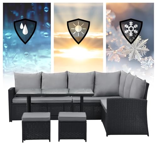 SVITA Monroe Garten-Lounge Set Polyrattan Lounge-Möbel Sitzgruppe Garten Schwarz - 3