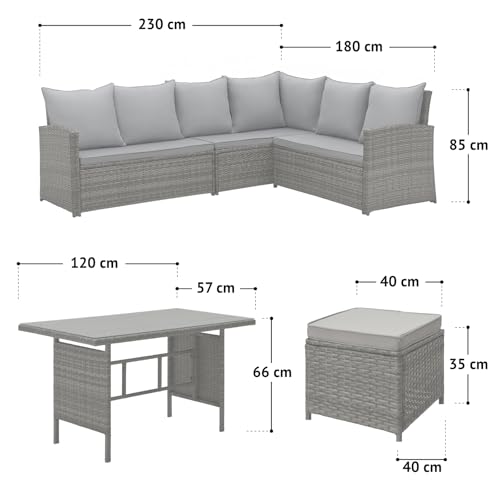 SVITA Monroe Garten-Lounge Set Polyrattan Lounge-Möbel Sitzgruppe Garten Schwarz - 7