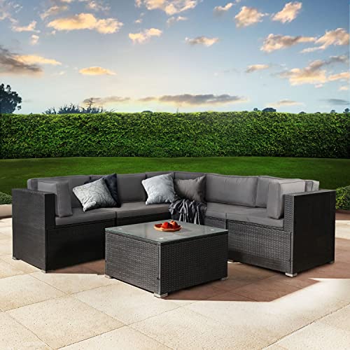 ArtLife Polyrattan Lounge Nassau schwarz | Gartenmöbel Set mit Ecksofa & Tisch | Bezüge in Grau | Sitzgruppe für Terrasse | Loungemöbel Gartenlounge - 6