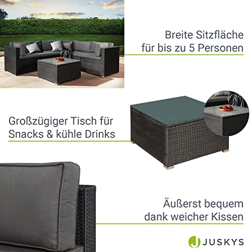 ArtLife Polyrattan Lounge Nassau schwarz | Gartenmöbel Set mit Ecksofa & Tisch | Bezüge in Grau | Sitzgruppe für Terrasse | Loungemöbel Gartenlounge - 4