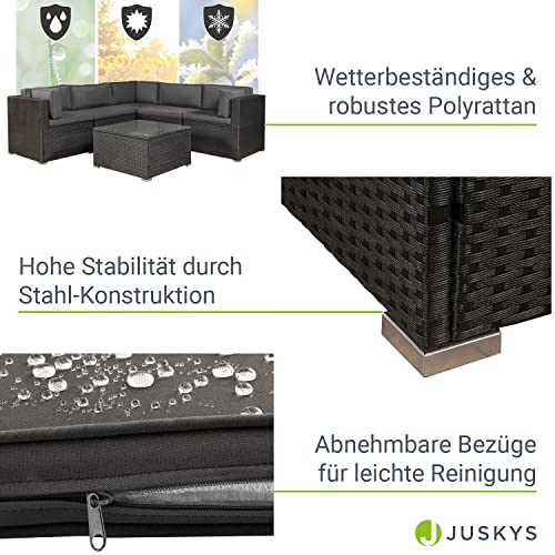 ArtLife Polyrattan Lounge Nassau schwarz | Gartenmöbel Set mit Ecksofa & Tisch | Bezüge in Grau | Sitzgruppe für Terrasse | Loungemöbel Gartenlounge - 5