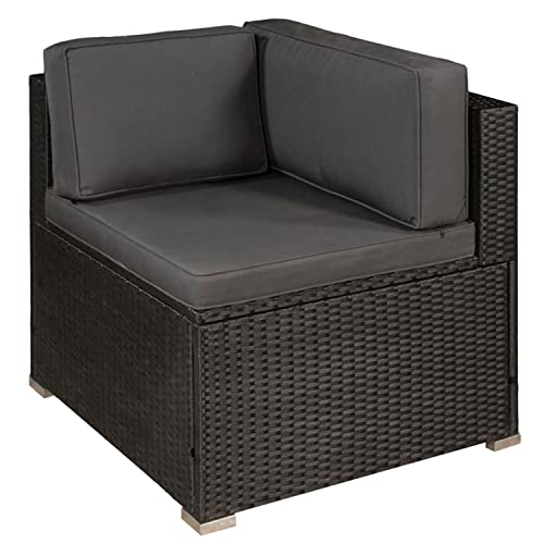 ArtLife Polyrattan Lounge Nassau schwarz | Gartenmöbel Set mit Ecksofa & Tisch | Bezüge in Grau | Sitzgruppe für Terrasse | Loungemöbel Gartenlounge - 9