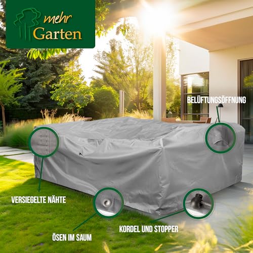 Mehr Garten Gartenmöbel Abdeckung rechteckig, Premium Schutzhülle Abdeckplane für Lounge-Gruppe Loungemöbel wasserdicht 230 x 165 x 80 cm Lichtgrau - 4