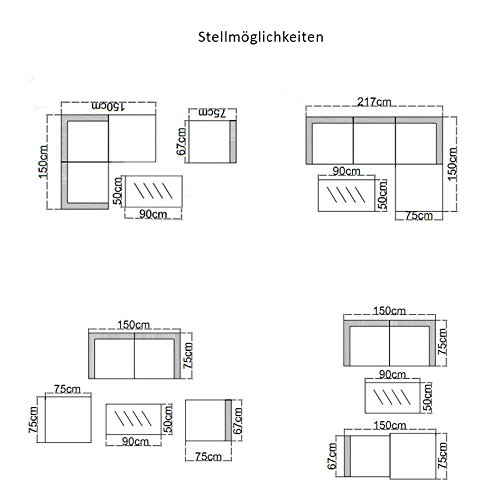 SVITA California Poly-Rattan Lounge Gartenset Sofa-Set Garnitur Gartenmöbel Couch-Set - 6