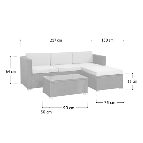 SVITA California Poly-Rattan Lounge Gartenset Sofa-Set Garnitur Gartenmöbel Couch-Set - 7