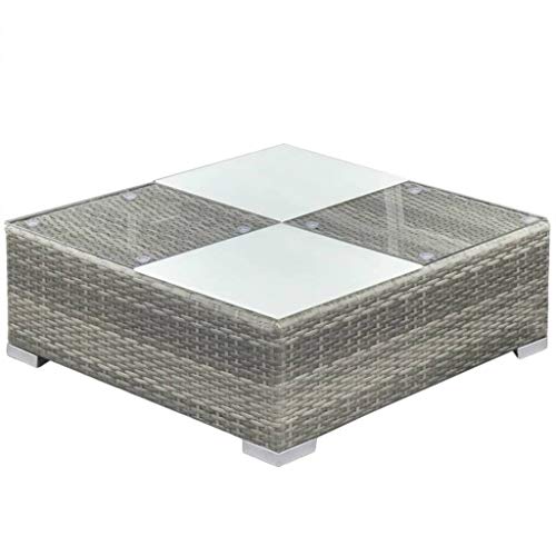 vidaXL Gartensofa 15-TLG. Poly Rattan Grau Sitzgruppe Lounge Gartenmöbel Set - 4