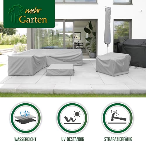 Mehr Garten Gartenmöbel Abdeckung L-Form, Premium Schutzhülle Abdeckplane für Eck-Loungegruppe Loungemöbel wasserdicht 300 x 300 x 80 cm Lichtgrau - 3