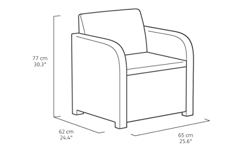 „Allibert by Keter“ Gartenlounge Set Modena, graphit/cool grey, 4tlg., inkl. Sitz- und Rückenkissen, Kunststoff, flache Rattanoptik - 6