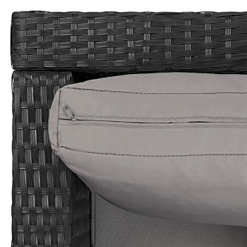 SVITA Queens Poly Rattan Sitzgruppe Couch-Set Ecksofa Sofa-Garnitur Gartenmöbel Lounge Schwarz, Grau oder Braun (Schwarz) - 6