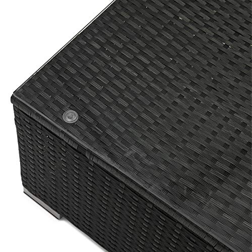 SVITA Queens Poly Rattan Sitzgruppe Couch-Set Ecksofa Sofa-Garnitur Gartenmöbel Lounge Schwarz, Grau oder Braun (Schwarz) - 7