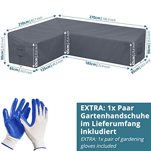 Abdeckung für L-Form Gartenmöbel & Loungemöbel 210x270x90cm Lounge Abdeckplane für L Form Gartenlounge - 6