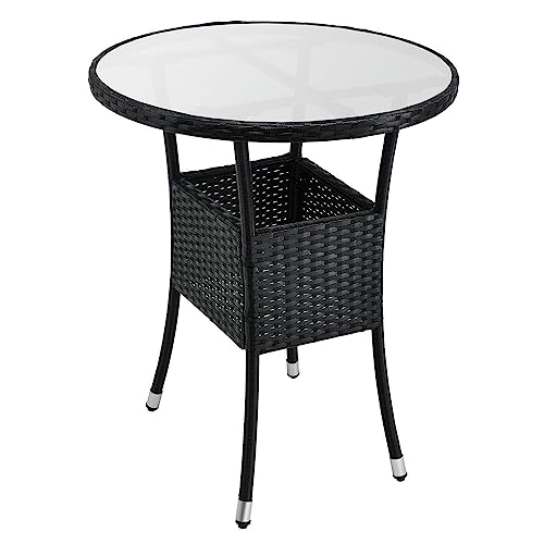 ArtLife Polyrattan Balkon Set Bayamo 2 Personen – Tisch mit Glasplatte & 2 Stühlen – Wetterfeste Balkonmöbel – Auflagen waschbar – schwarz – Creme - 9