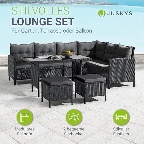 ArtLife Polyrattan Lounge Manacor | Gartenmöbel Set mit Sofa, Tisch & 2 Hockern | Bezüge grau | Sitzgruppe für Garten, Terrasse & Balkon - 2