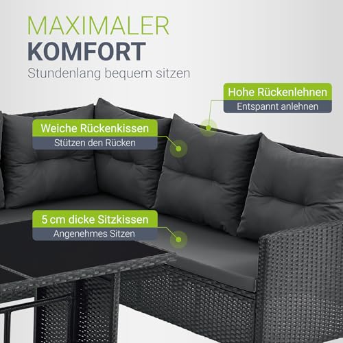 ArtLife Polyrattan Lounge Manacor | Gartenmöbel Set mit Sofa, Tisch & 2 Hockern | Bezüge grau | Sitzgruppe für Garten, Terrasse & Balkon - 3