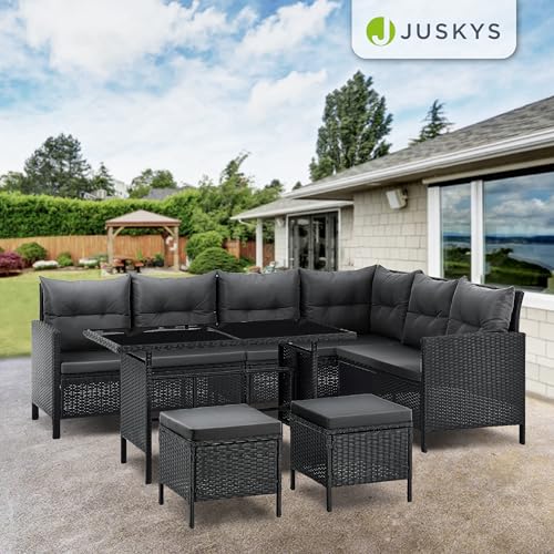 ArtLife Polyrattan Lounge Manacor | Gartenmöbel Set mit Sofa, Tisch & 2 Hockern | Bezüge grau | Sitzgruppe für Garten, Terrasse & Balkon - 7