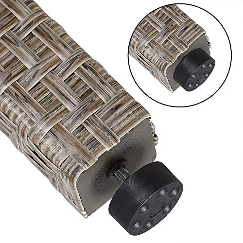 Deuba Poly Rattan Sitzgruppe Grau Beige 6 Stapelbare Stühle 1 Tisch 7cm Dicke Auflagen Sitzgarnitur Gartenmöbel Garten - 8