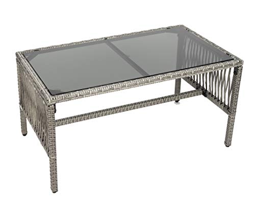 MT MALATEC Polyrattan Gartenmöbel Sitzgruppe Sofa Garnitur Gartenmöbel Gartenset Tisch 11961, Farbe:Grau - 3